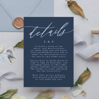 Navy Elegant Classic White Wedding RSVP Card