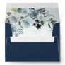 Navy Elegant Dusty Blue Floral Watercolor Wedding Envelope
