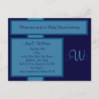 Navy Elegant Monogram Shower Invitation