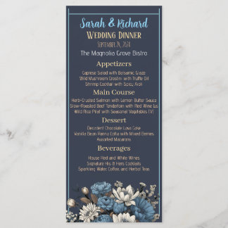 Navy Elegant Moody Floral Wedding Menu