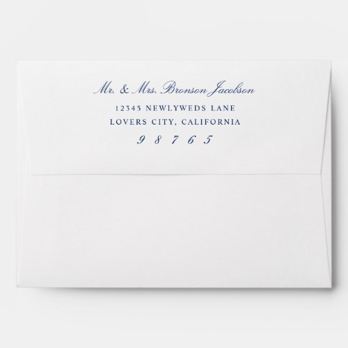 Navy Elegant Script Return Address A7 Envelope