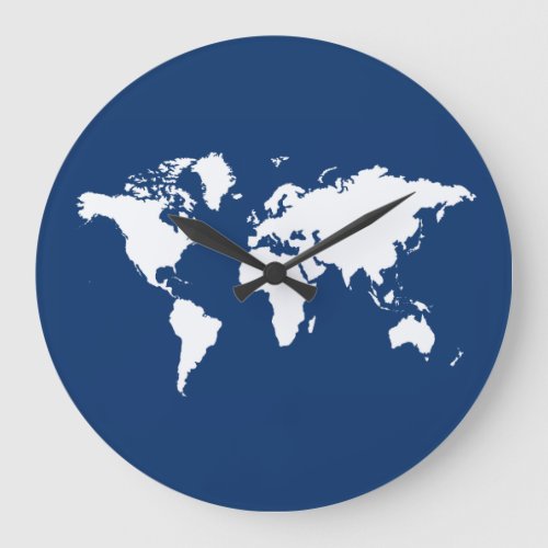 Navy Elegant World Large Clock