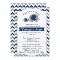 Navy Elephant Baby Shower Invitations