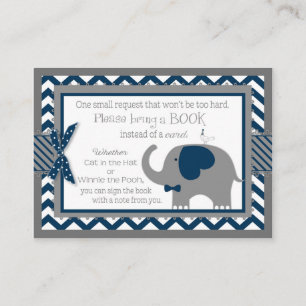 Navy Elephant Bird Bring a Book Card