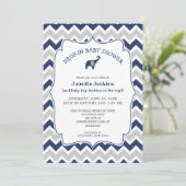 Navy elephant Drop-in baby shower / open house Invitation (Standing Front)