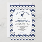 Navy elephant Drop-in baby shower / open house Invitation (Front)