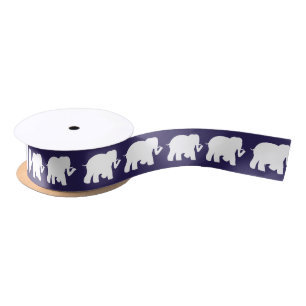 Navy elephants ribbon