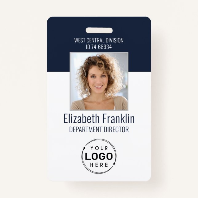 Navy Employee Photo ID Company Logo Security Badge (Front)
