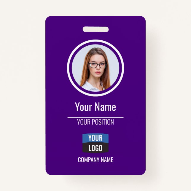 Navy - Employee Photo ID Company Security Badge (Front)