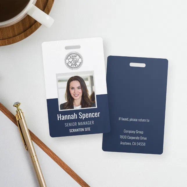 Navy | Employee Photo ID Company Security Badge | Zazzle