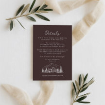 Navy Espresso Mountain Wedding Details Card