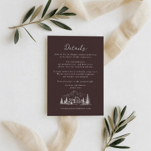 Navy Espresso Mountain Wedding Details Card