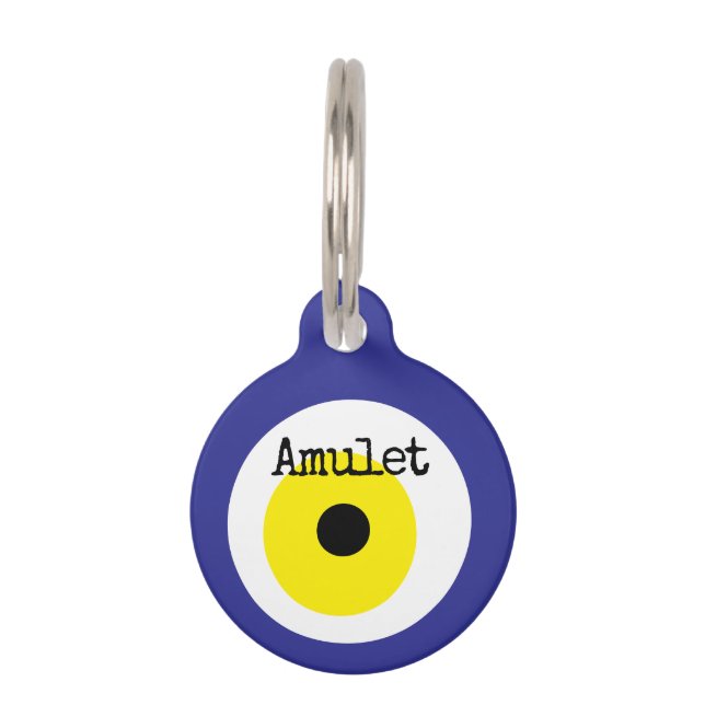 Navy Evil Eye Bead Amulet Pet ID Tag (Front)