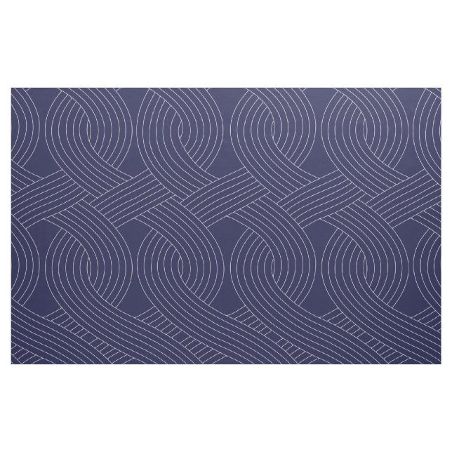 Navy Fabric with White Interlocking Repeating Line (Fat Quarter)