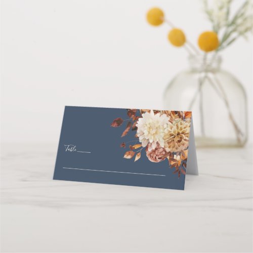 Navy Fall Wedding Place Card