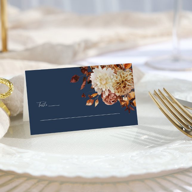 Navy Fall Wedding Place Card (Navy Blue Fall Wedding Place Card by Painted Paperie
)