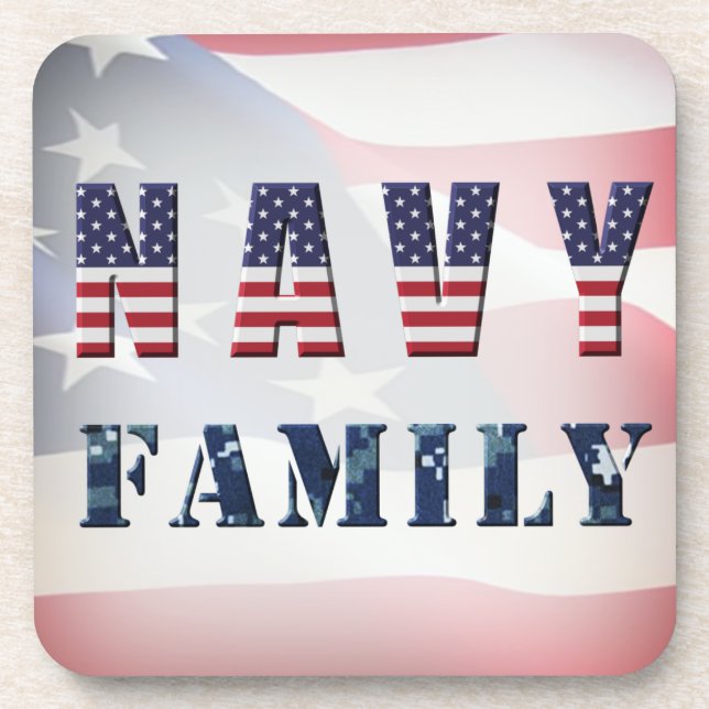 Navy Family Beverage Coaster (Front)