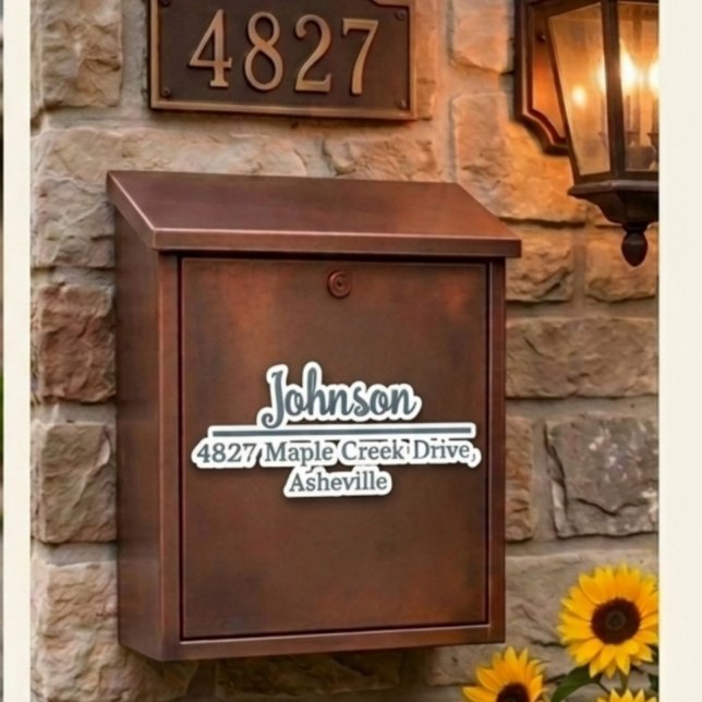 Navy Family Name & Address Mailbox Personalized Sticker (Creator Uploaded)