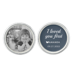 Navy Father of the Bride I loved you first Photo Cufflinks