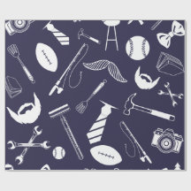 Navy Father's Day Wrapping Paper