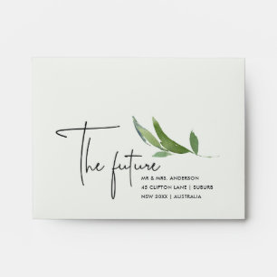 NAVY FAUNA THE FUTURE MR & MRS RSVP RETURN ADDRESS ENVELOPE