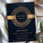 NAVY FAUX GOLD MANDALA ANY YEAR 50TH BIRTHDAY INVITATION<br><div class="desc">If you need any further customisation or any other matching items,  please feel free to contact me at yellowfebstudio@gmail.com</div>