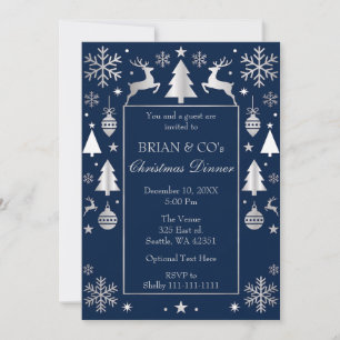 Navy Festive Corporate Christmas Party Invitation