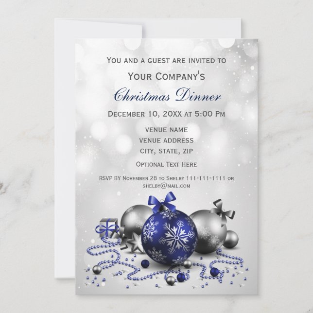 navy Festive Corporate Christmas party Invite (Front)
