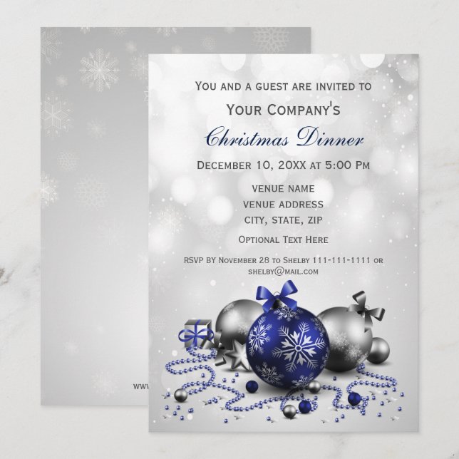 navy Festive Corporate Christmas party Invite (Front/Back)