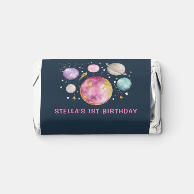 Navy First Trip Around Sun Galaxy Girls Birthday Hershey's Miniatures (Front)