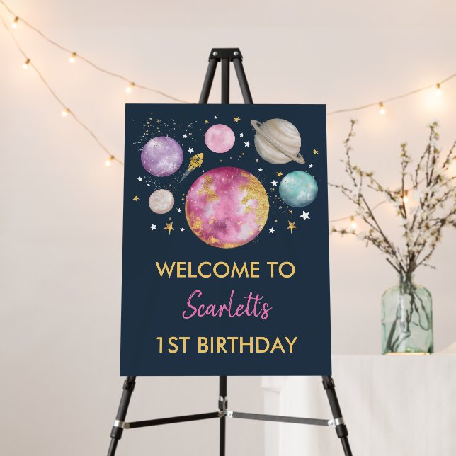 Navy First Trip Around the Sun Birthday Welcome Foam Board (In Situ (Stand))