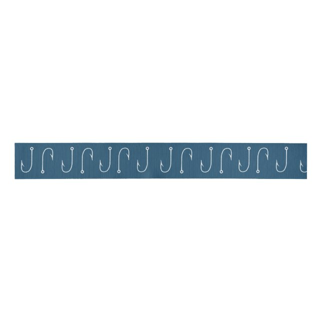 Navy Fish Hooks Ribbon (Front)
