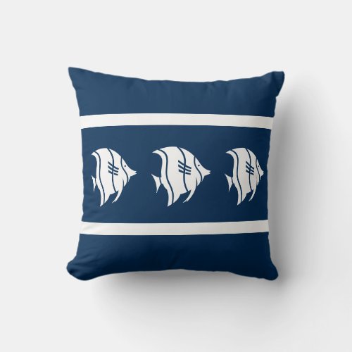 navy  fish  on  white  PILLOW coastal living