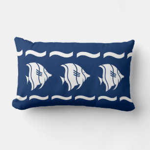 navy  fish  on  white  PILLOW coastal living