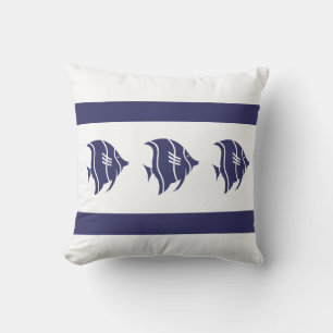 navy  fish  on  white  PILLOW coastal living