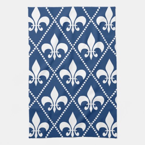 Navy Fleur de Lis Towel