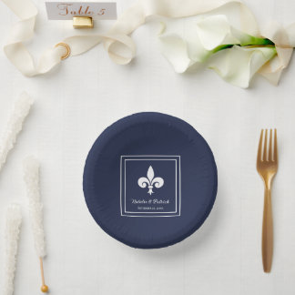 Navy Fleur de Lis Wedding Paper Bowls