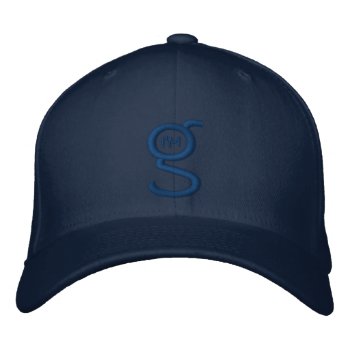 Navy Flexfit Cap W Blue Logo Embroidered by ImGEEE at Zazzle