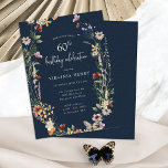 Navy Floral 60th Birthday Party Invitation<br><div class="desc">Navy Blue Floral 60th Birthday Party Invitation. This stylish & elegant 60th birthday invitation features gorgeous hand-painted watercolor wildflowers arranged as a lovely wreath with an elegant hand-lettered script. Find matching items in the Navy Blue Boho Wildflower Wedding Collection.</div>