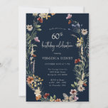 Navy Floral 60th Birthday Party Invitation<br><div class="desc">Navy Blue Floral 60th Birthday Party Invitation. This stylish & elegant 60th birthday invitation features gorgeous hand-painted watercolor wildflowers arranged as a lovely wreath with an elegant hand-lettered script. Find matching items in the Navy Blue Boho Wildflower Wedding Collection.</div>