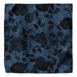 Navy Floral Damask Aristocrat Pocket Square Bandana
