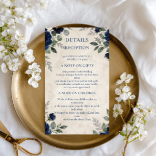 Navy Floral Elegan Enclosure Card