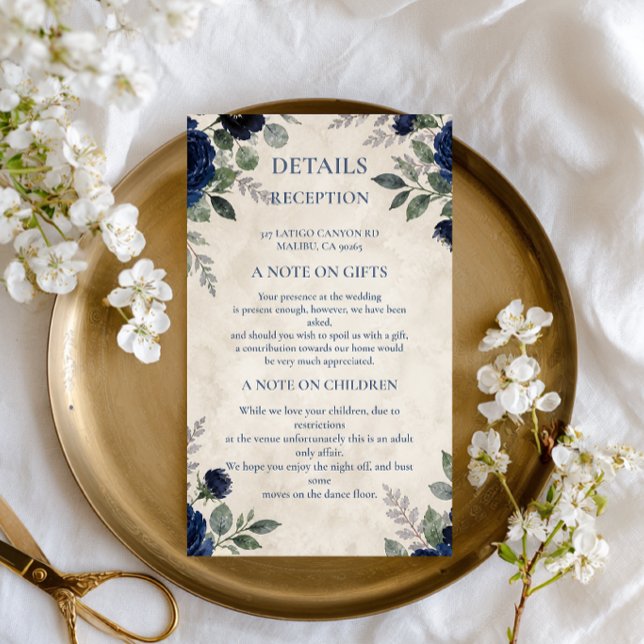 Navy Floral Elegan Enclosure Card (Creator Uploaded)