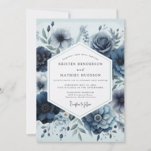 Navy Floral Elegance Wedding Invitation