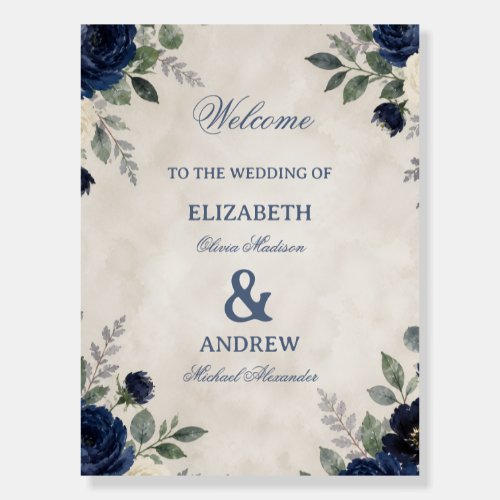 Navy Floral Elegant Foam Board