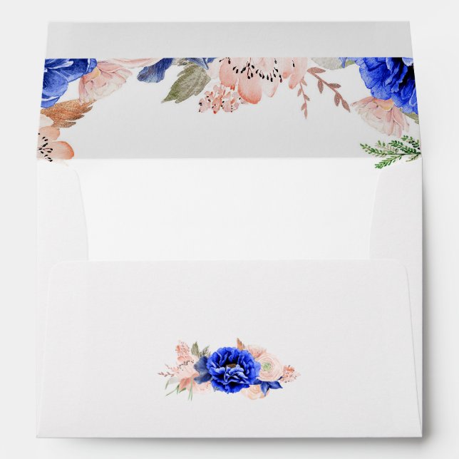 Navy Floral Elegant Wedding Envelope (Back (Bottom))