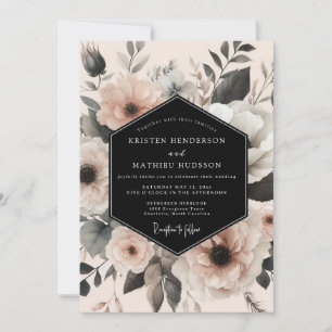 Navy Floral Ethereal Wedding Invitation