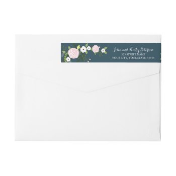 Navy Floral Garden Return Address Labels by Whimzy_Designs at Zazzle