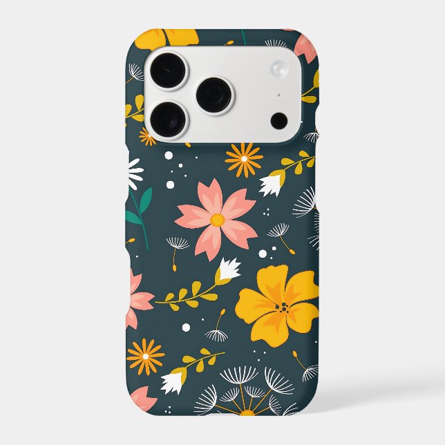 Navy Floral Garden Whimsical Spring Pattern Iphone Case (Back)
