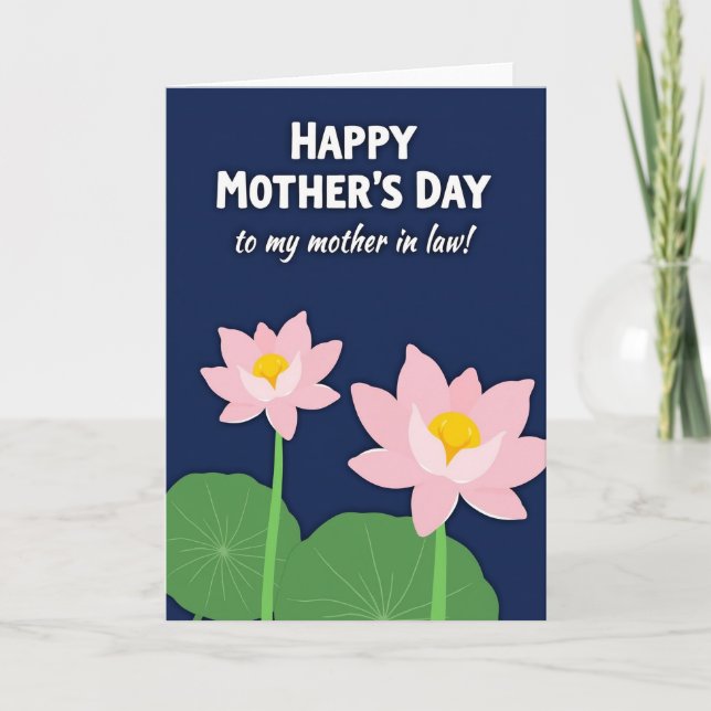 Navy Floral Mothers Day Card (Front)